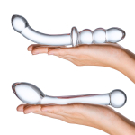 Набор из 2 стеклянных изогнутых фаллоимитаторов (Цвет: прозрачный)