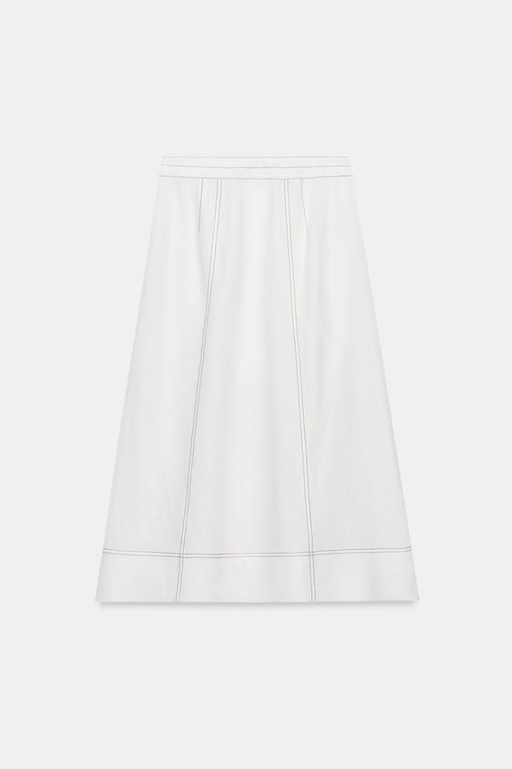 ZARA ЛЬНЯНАЯ ЮБКА НА ЗАПÁХЕ СО СТРОЧКОЙ, БЕЛЫЙ