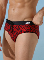 Мужские пляжные плавки с принтом (Размер: XXL) (Цвет: красный)