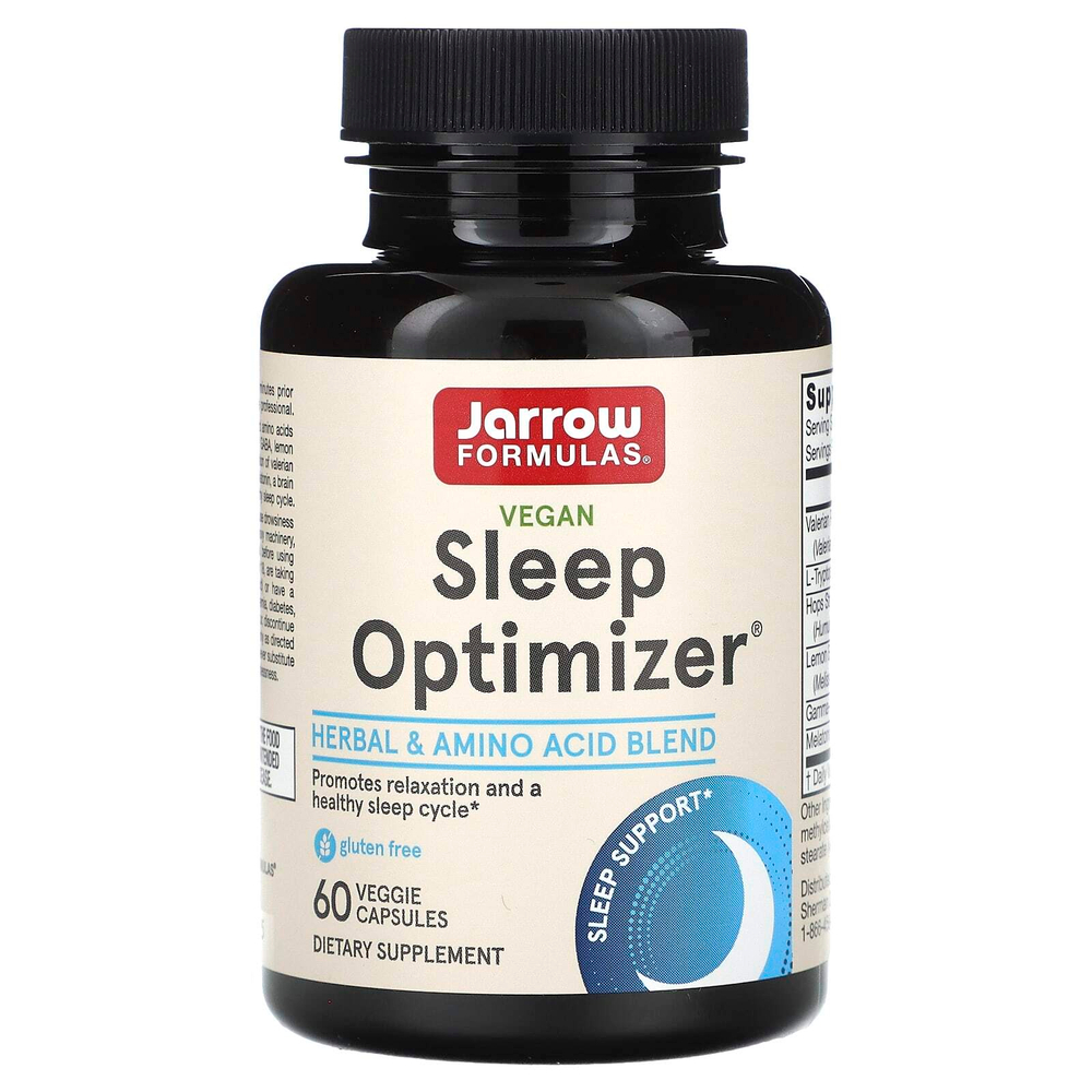 Jarrow Formulas, Sleep Optimizer, веганская добавка для нормализации сна, 60 растительных капсул