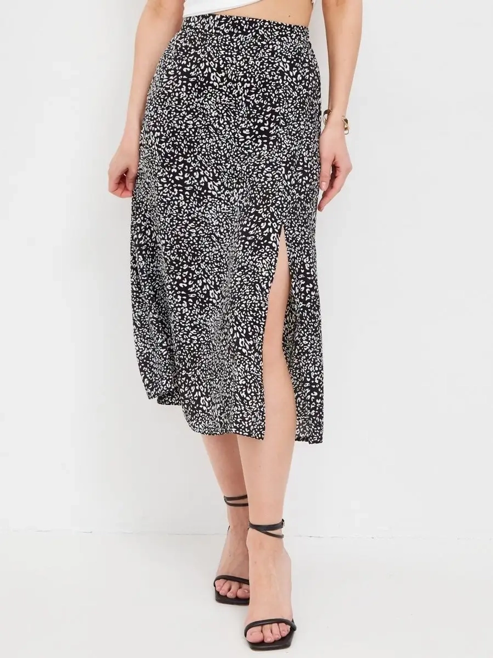 Юбка летняя шифоновая с разрезом