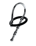 Серебристый уретральный плаг-бусины TOYFA Metal с мягким фиксириющим кольцом (Цвет: серебристый)