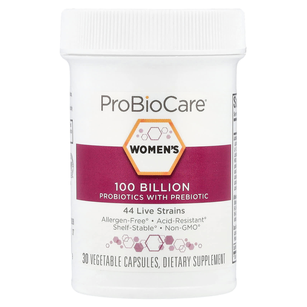 ProBioCare, Пробиотики для женщин с пребиотиками, 100 млрд, 30 растительных капсул