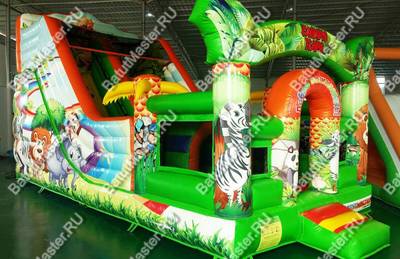 Надувной батут "Мир сафари" с цветным полом 8*4*5 м,