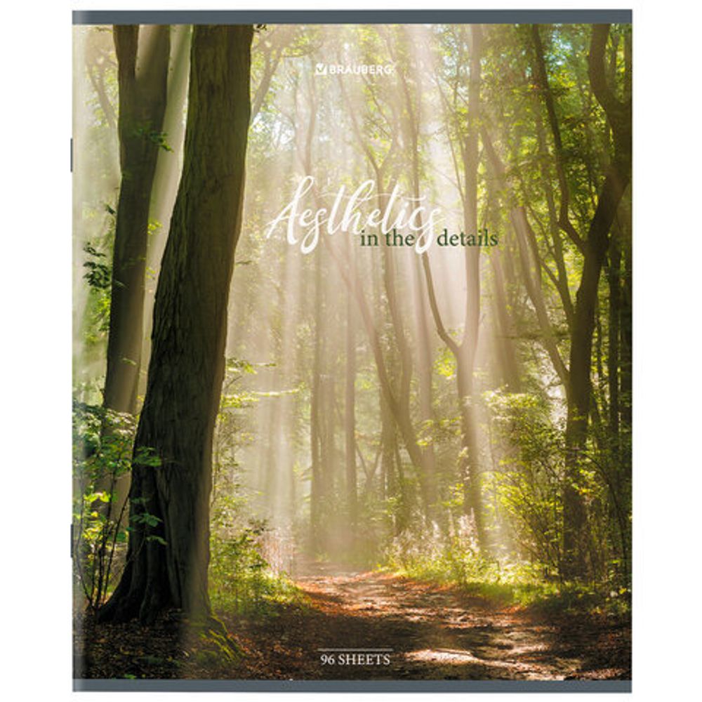 Тетрадь А5, 96 л., BRAUBERG, скоба, клетка, глянцевая ламинация, "Nature", 404427, 1шт