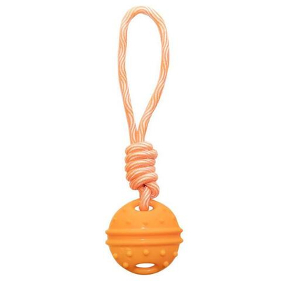 Игрушка для собак из термопластичной резины "Апельсин с  веревкой", d77/290мм, Triol