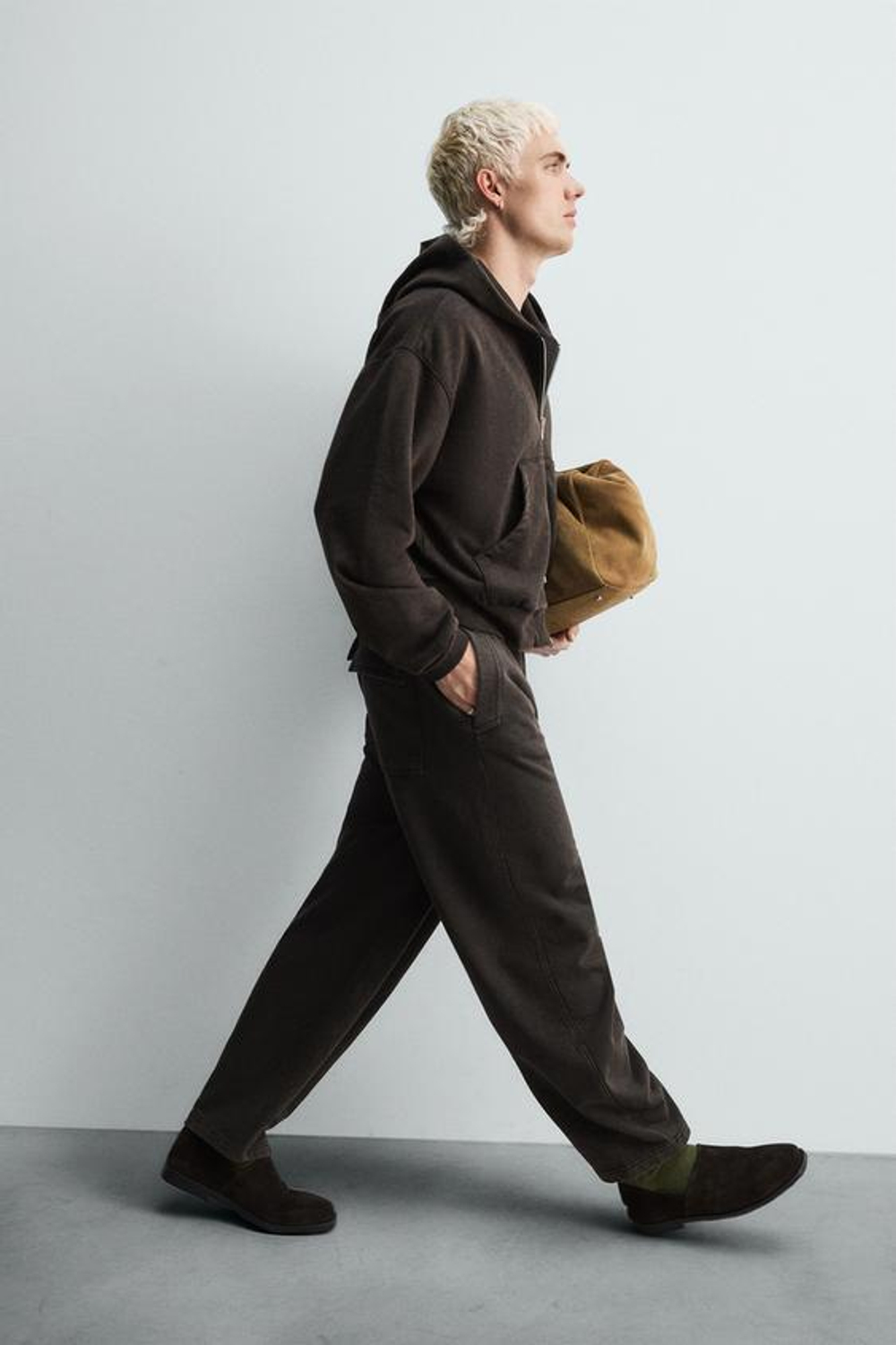 ZARA БРЮКИ-ДЖОГГЕРЫ BALLOON FIT, КОРИЧНЕВЫЙ