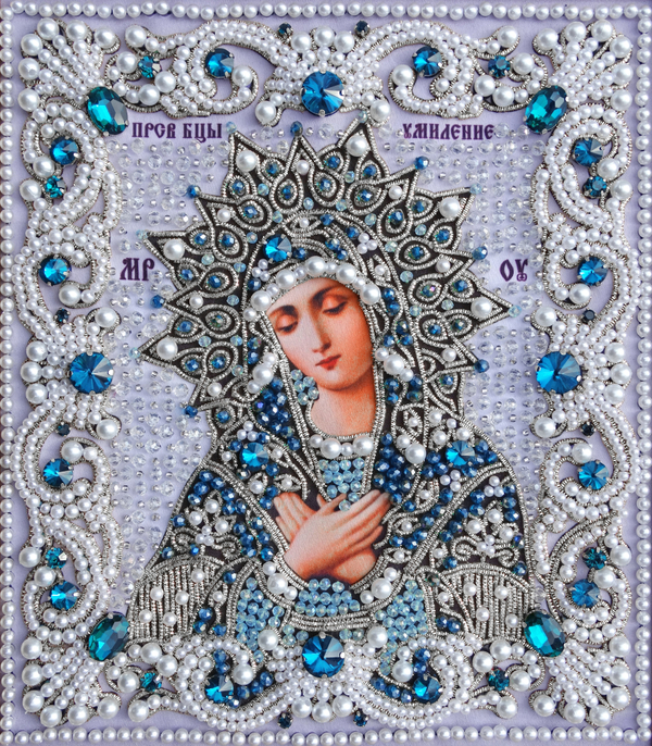 ЖС-2-СЛ Набор для вышивания хрустальными камнями Богородица Умиление (лазурный)