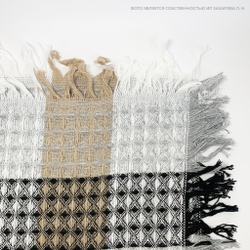 Плед вафельный 200х220, Клетка, Бежевый/Белый/Коричневый/Черный