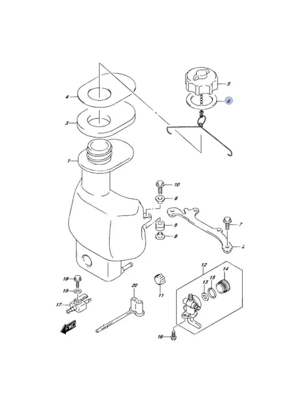 Прокладка под крышку топливного бака лодочного мотора