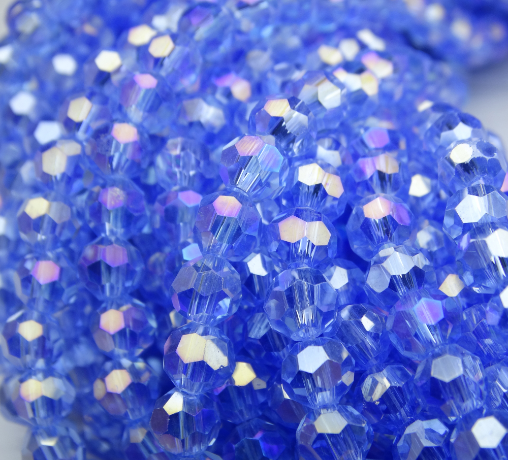 БШ017ДС6 Хрустальные бусины "32 грани", цвет: светло-голубой AB прозрачный, 6 мм, кол-во: 39-40 шт.