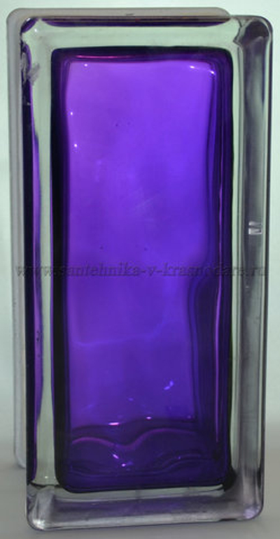 Стеклоблок половинка аметист окрашенный изнутри  Vitrablok  19х9х8см.