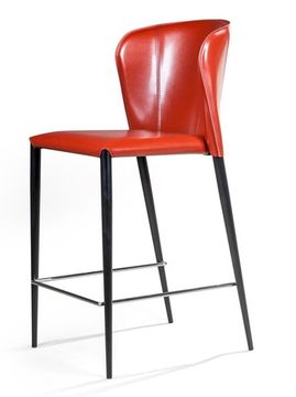 Стул полубарный Albert, кожа ретро-красный