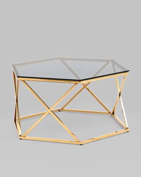 Журнальный столик Круз 93*80 стекло smoke сталь золото