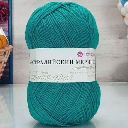 Австралийский меринос пряжа, Пехорка 95%меринос.шерсть 5%обьемный акрил 5х100г/400м 335 изумруд