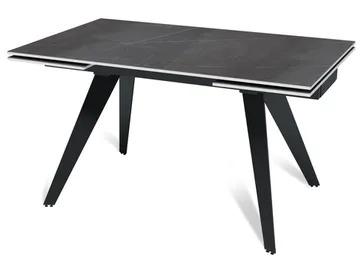 Стол "РЕЙН" 140-220, керамика Armani Grey матовый, опоры черный муар