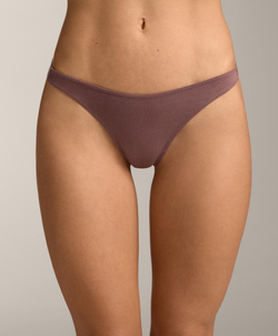 OYSHO Набор из трех пар трусиков-стрингов хлопковых с логотипом, каменный меланж