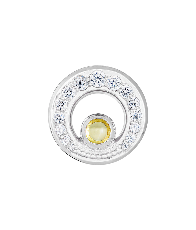 Серьги-пусеты из серебра со вставками из цитрина и бесцветных фианитов