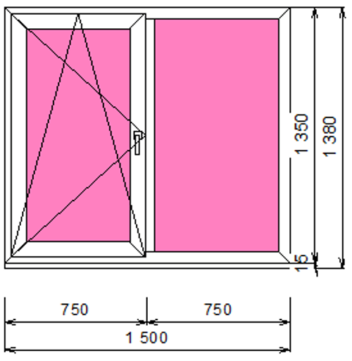 Пластиковое окно 1350 х 1500 ТермА Эко