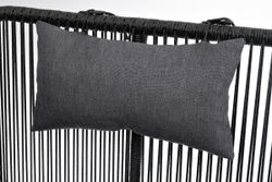 "Мадрид" кресло плетеное из роупа, каркас алюминий темно-серый (RAL7024) муар, роуп темно-серый круглый, ткань темно-серая 027