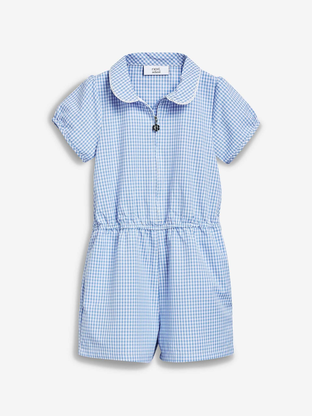 Комбинезон школьный на молни для девочки Next 519-689, Голубой, Белый