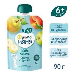 Фрутоняня пауч салатик из фруктов 90г с 6 месяцев
