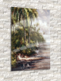 Картина на стекле "Берег в тропиках" Декор для дома, подарок