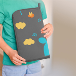 Коврик в садик для переобувания 30х36 см, Львенок в машинке (серый)