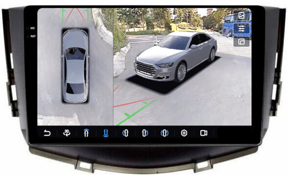 Магнитола для Lifan X60 2012-2016 - FarCar BX198M-360 монитор 9.5" 2K QLED на Android 13, 6Гб+128Гб, CarPlay, 4G SIM-слот, 4 камеры в комплекте