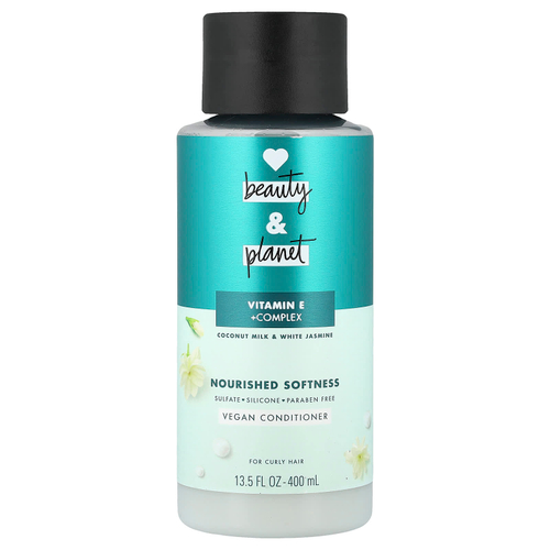 Love Beauty and Planet, веганский кондиционер, витамин Е с комплексом, кокосовое молоко и белый жасмин, для вьющихся волос, 400 мл (13,5 жидк. унции)