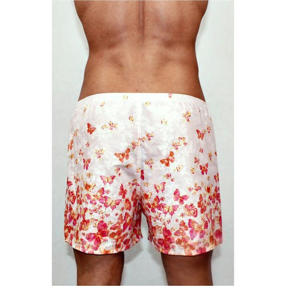 Мужские трусы-шорты розовые с красными бабочками Romeo Rossi Shorts RR00304