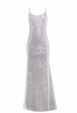 Платье в пол на тонких бретелях с пайетками 28-01-24 SS