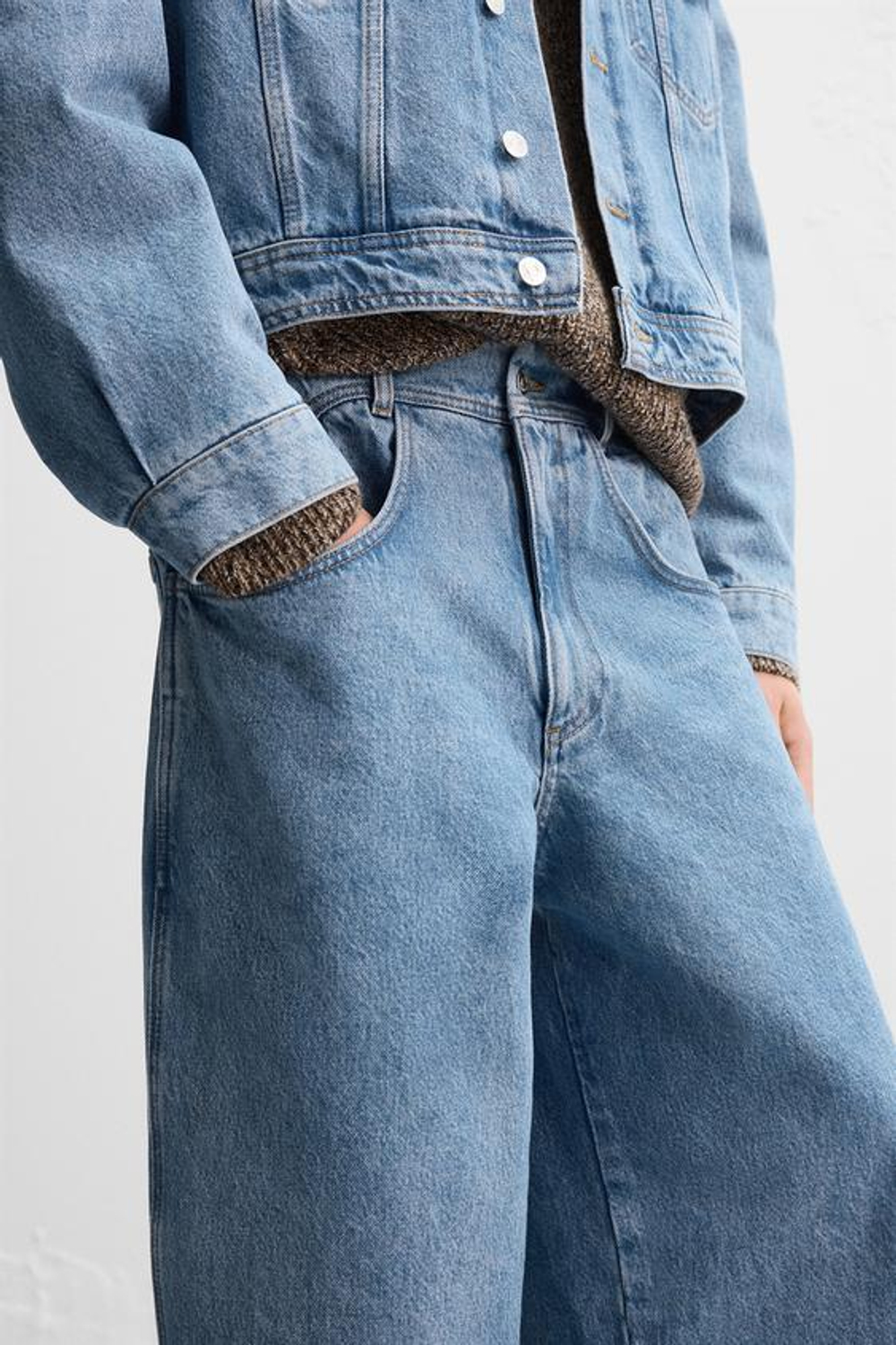 ZARA X NANUSHKA ДЖИНСЫ ШИРОКОГО КРОЯ, СИНИЙ