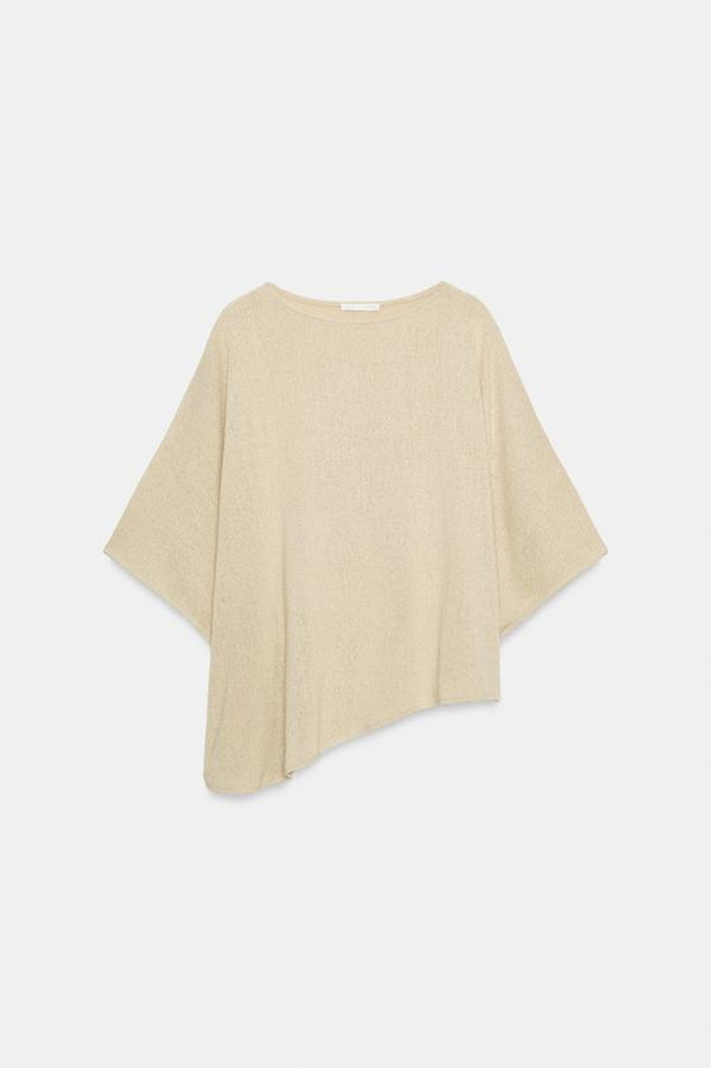 ZARA ТОП В РУСТИКАЛЬНОМ СТИЛЕ С КОРОТКИМИ РУКАВАМИ, СВЕТЛО-БЕЖЕВЫЙ