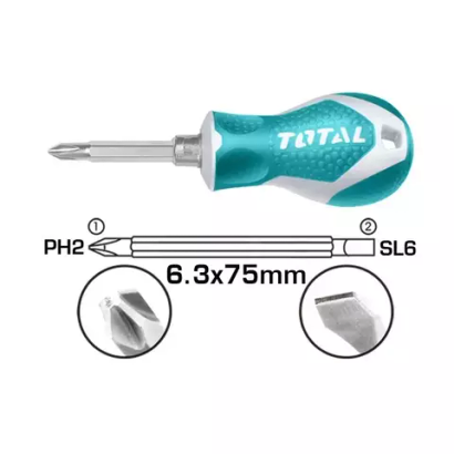 Отвертка 2 в 1 TOTAL. 75 мм.