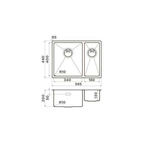 кухонная мойка Omoikiri Taki 58-2-U/IF-L-IN нерж. сталь/нержавеющая сталь