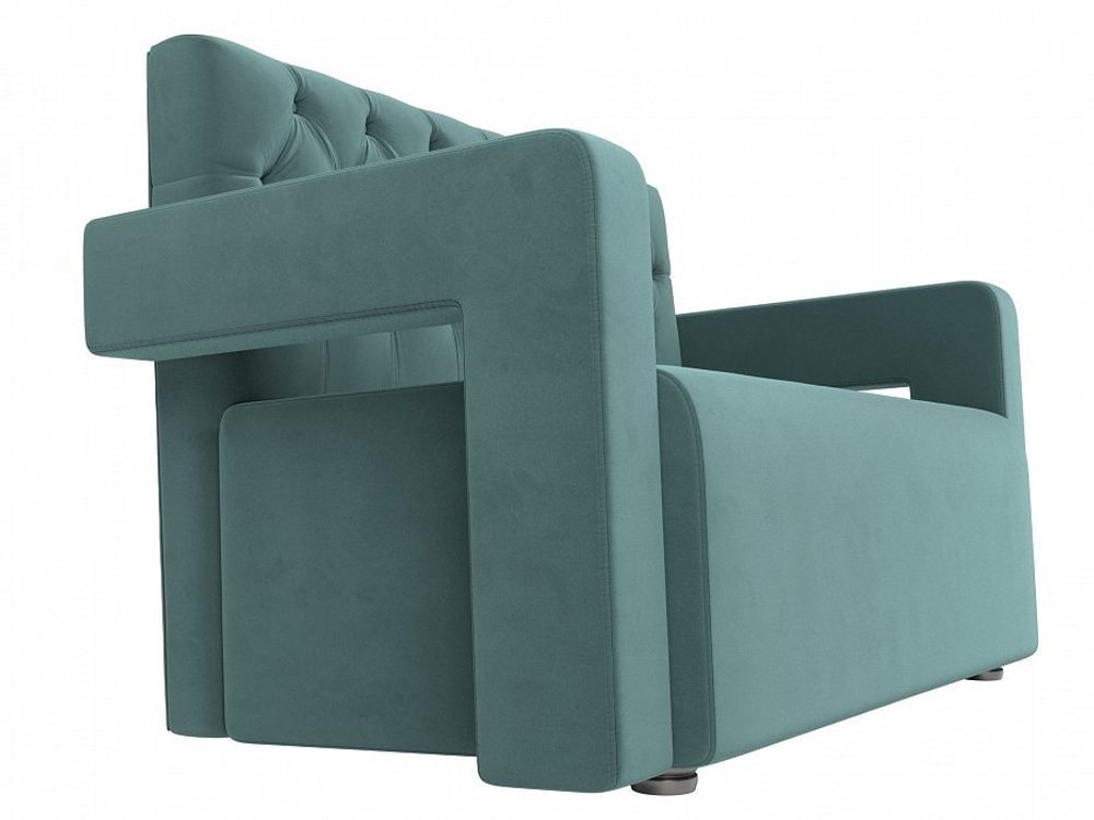 Диван кухонный прямой Рамос Люкс 2-х местный, Бирюзовый, Велюр, 109071