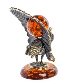 AM-1245 Фигурка «Павлин» (латунь, янтарь)
