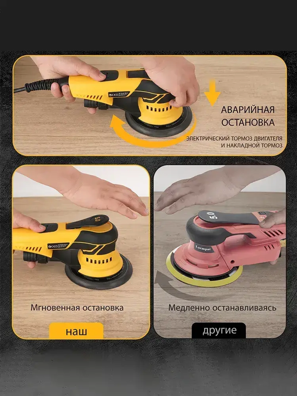 HYVST ks-05-150-2.5(ход 2.5мм) новейший стиль подключаемый многофункциональный Электрическая эксцентриковая бесщеточная шлифмашинка