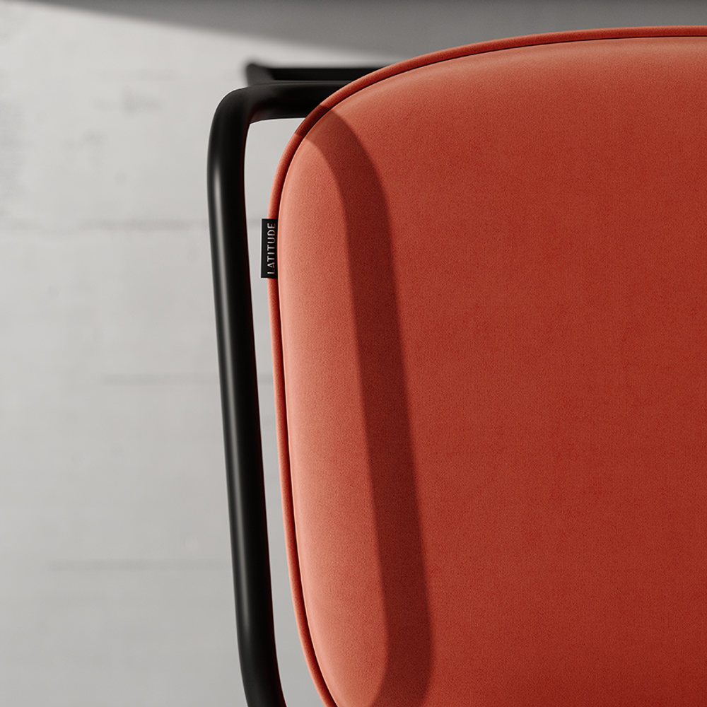 Стул полубарный Ror, 2 Frame, велюр, черный/темно-красный