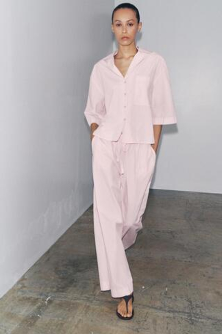 ZARA БРЮКИ WIDE LEG — ZW COLLECTION, РОЗОВЫЙ