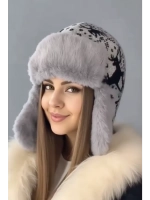 шапка зимняя ушанка вязаная с мехом