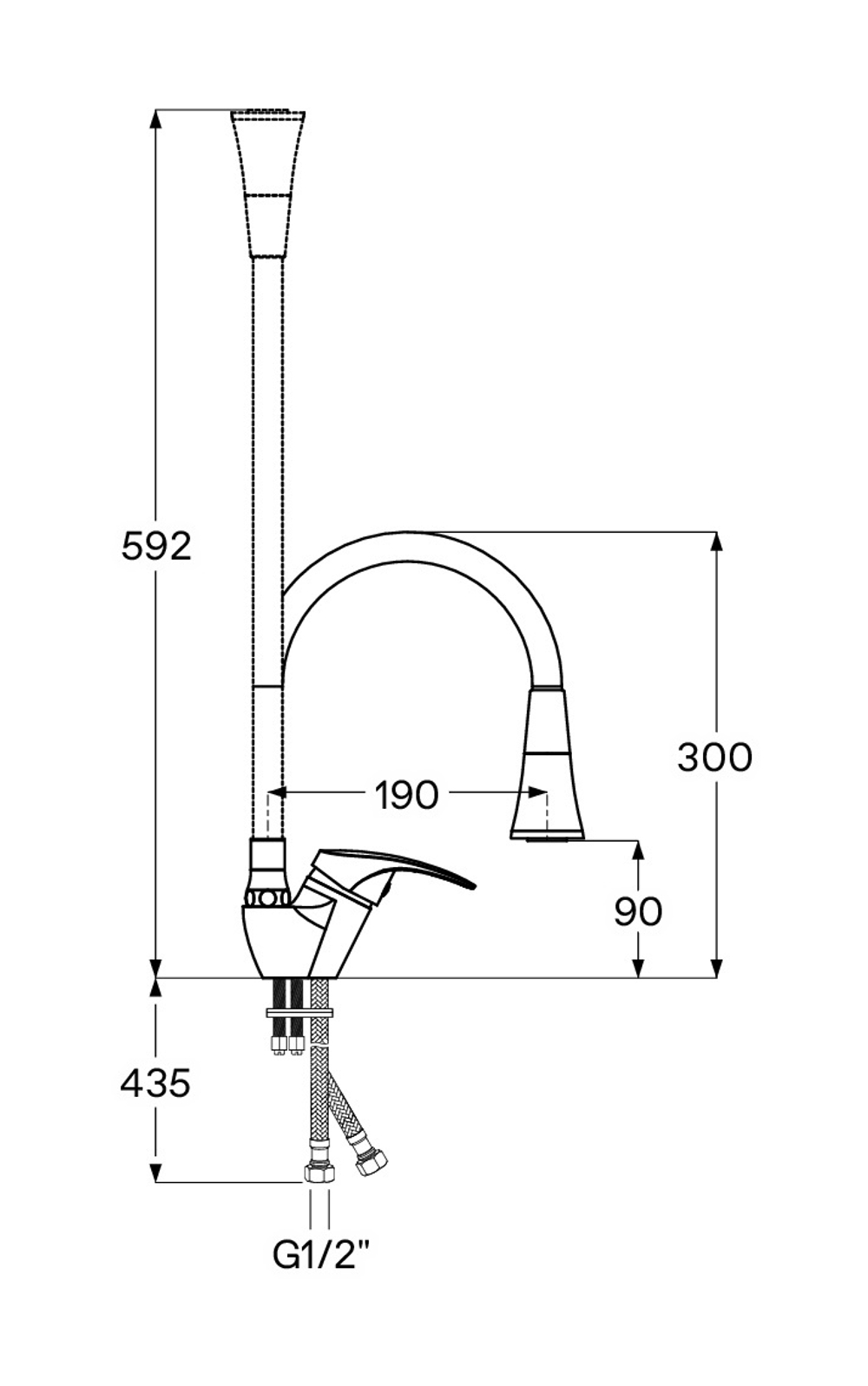 Смеситель Santek Мавис для кухни, гибкий излив, 2 режима, хром, WH5A44011C001