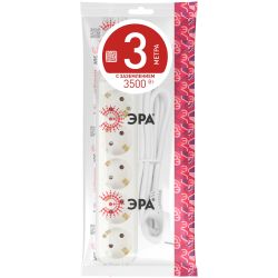 Удлинитель электрический ЭРА U-5e-3m-3x1 с заземлением 5 розеток 3м ПВС 3x1мм2 16А