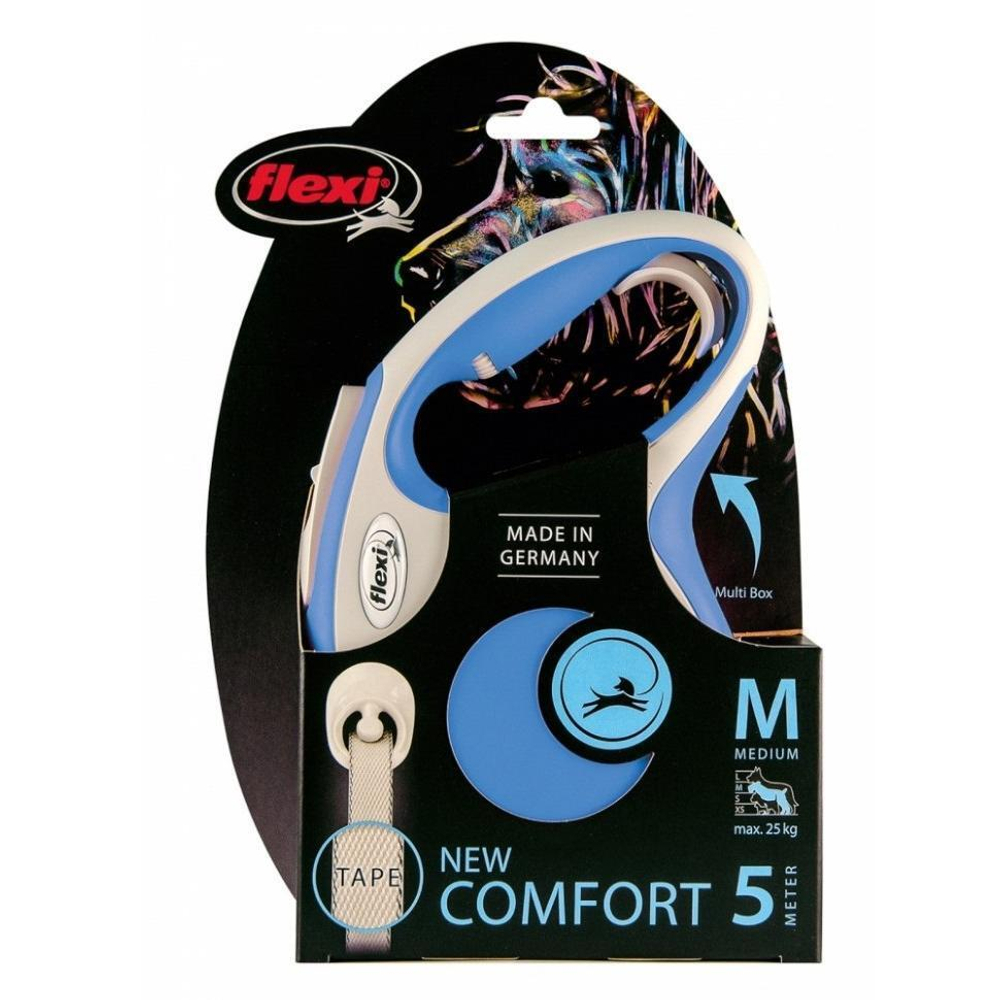 FLEXI Рулетка NEW COMFORT M ремень 5 м до 25 кг, синий