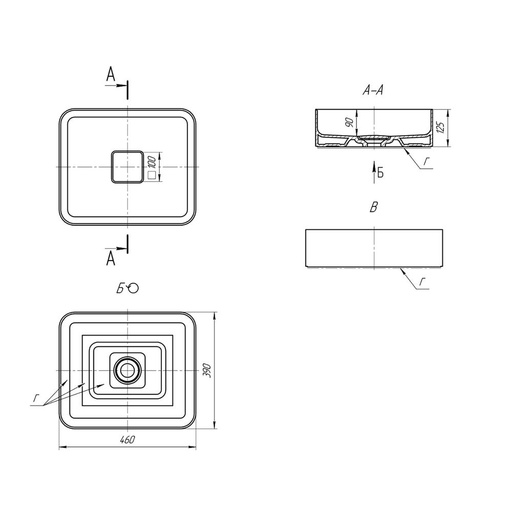 Раковина накладная на столешницу "Джой-46*39" ш*г (Dreja)