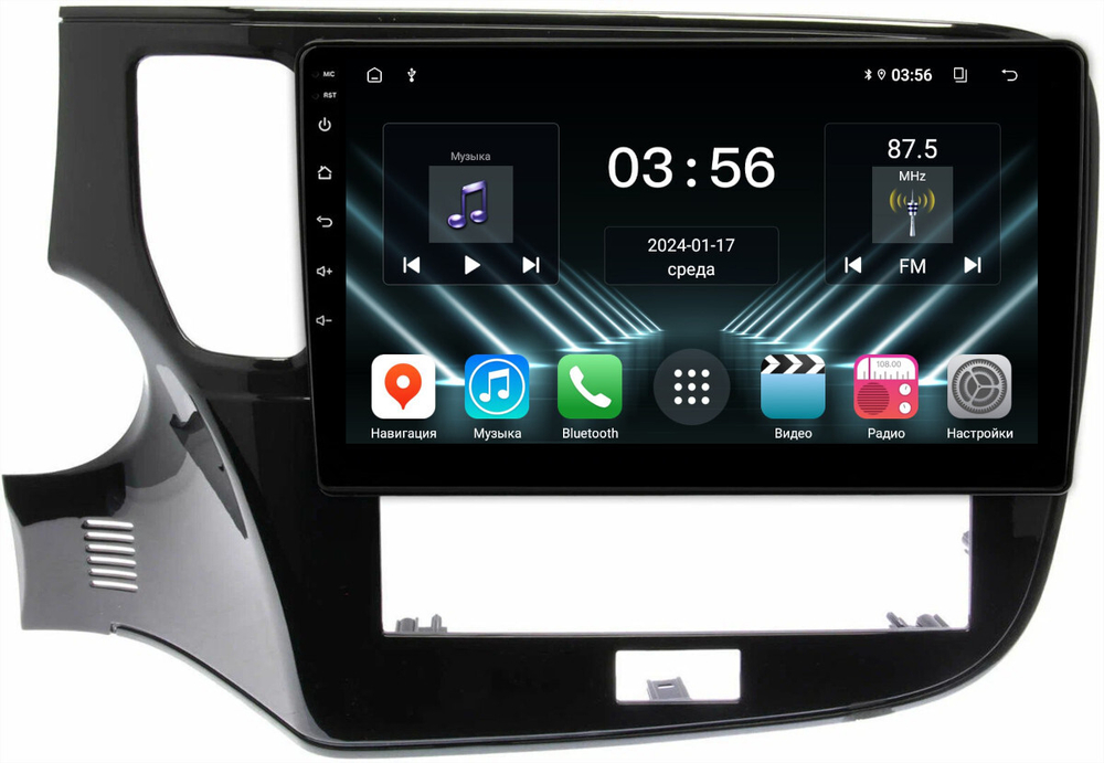 Магнитола Mitsubishi Outlander 3 2019-2022 (прямоугольный климат) - FarCar DX2005M монитор 10" IPS на Android 13, 4+64Гб, CarPlay