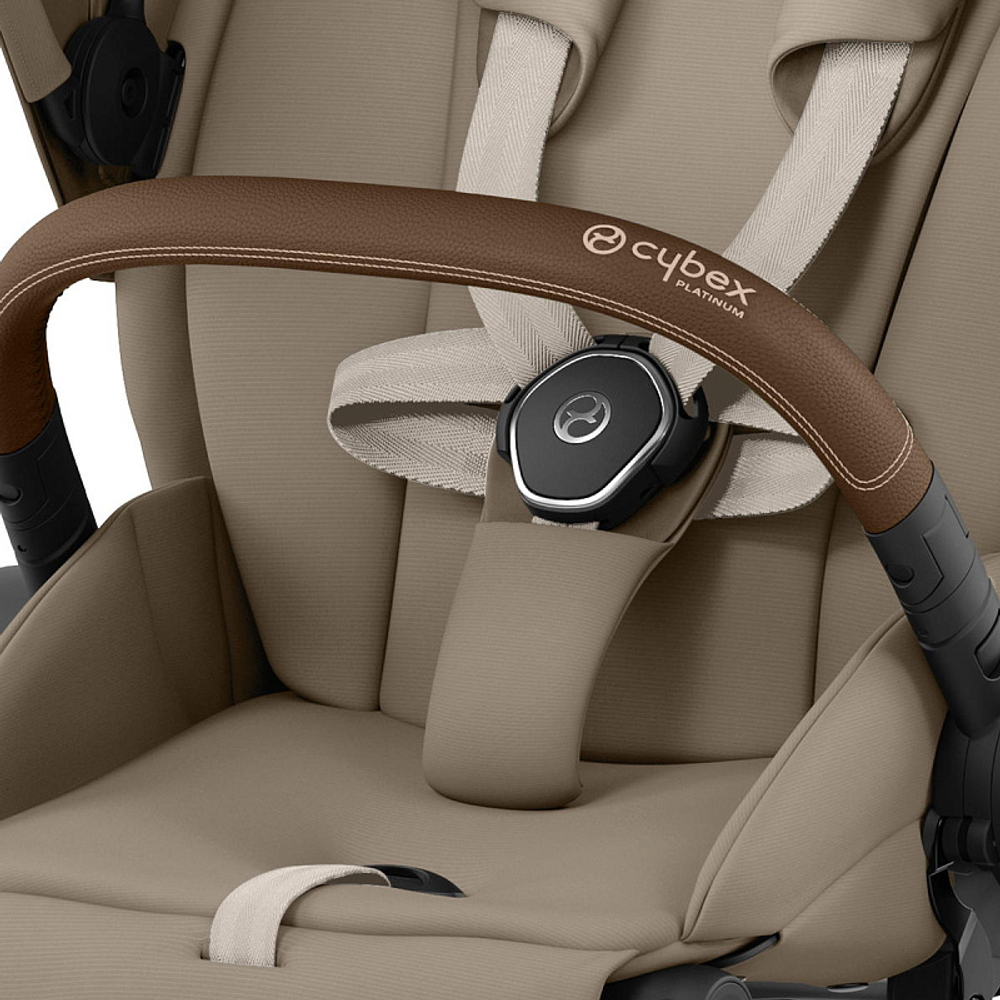 Коляска 3 в 1 Cybex Priam IV Chrome Brown complete и автокресло Aton S2 i-Size Hibiscus Red Cozy Beige