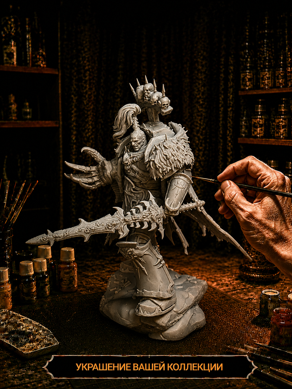 Фигурка, Эзекиль Абаддон, Warhammer 40 000, высота 19 см, под покраску