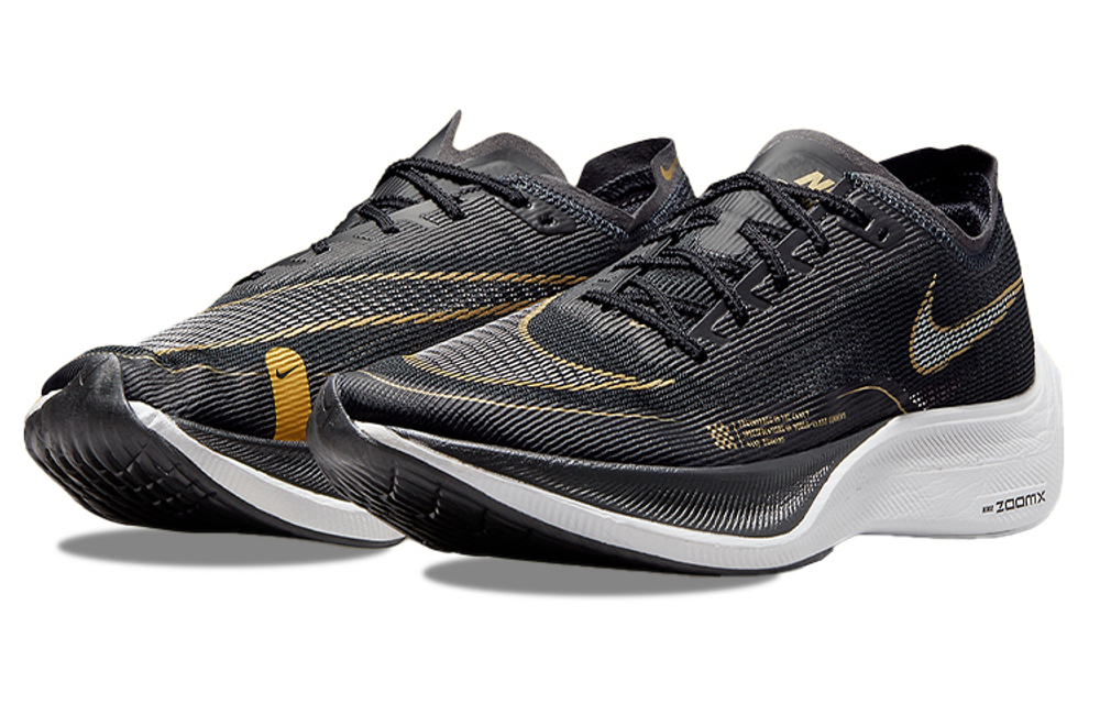 Nike ZoomX Vaporfly Next%2 lightweight fabric shock absorption, non-slip, wear-resistant, breathable, lightweight, rebound, low-cut casual running shoes men's black gold